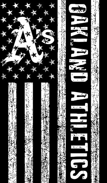 Oakland Athletics Black And White American Flag logo iron on paper